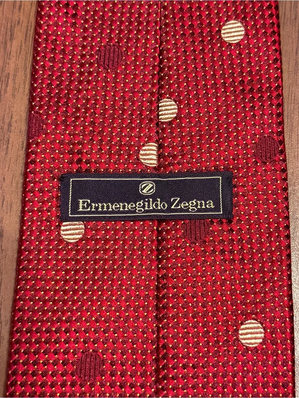 Ermenegildo Zegna Red Silk Polka Dot Tie